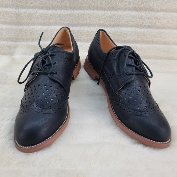 Pin Up Couture HEPBURN-26 Wingtip Oxford Women's loafers Black - Picture 4 of 4